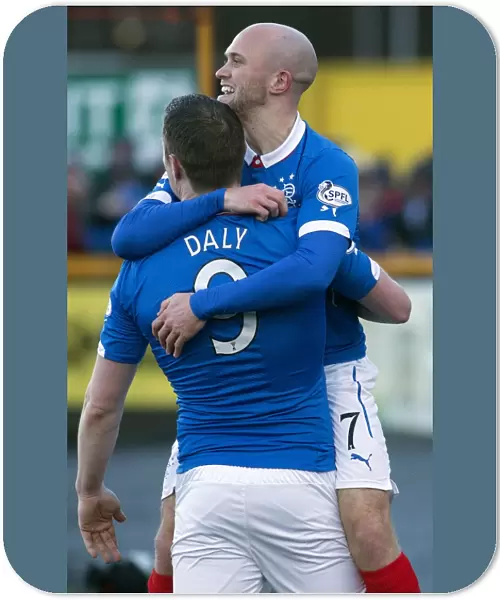 Rangers Nicky Law and Jon Daly: A Goal Celebration to Remember in the SPFL Championship at Indirivalli Stadium