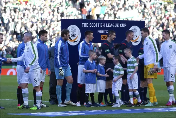Pre-Match Handshake: Celtic vs Rangers - Scottish League Cup Semi-Final at Hampden Park