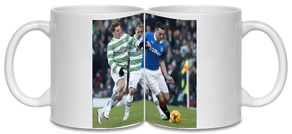 A Clash of Titans: Lee Wallace vs Kris Commons in the Scottish League Cup Semi-Final Battle between Rangers and Celtic at Hampden Park