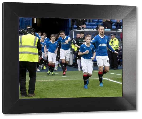 Rangers Football Club: Ian Black, Kenny Miller, and Mascots Celebrate Scottish Cup Fifth Round Victory at Ibrox Stadium (2003 Champions)