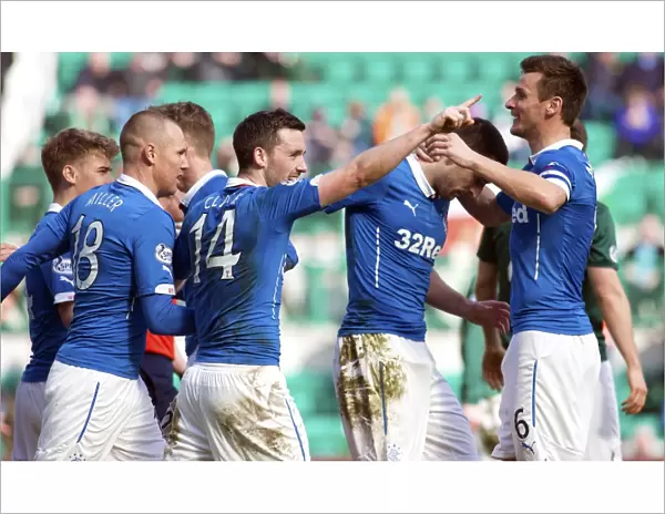 Rangers: Lee Wallace and Teammates Celebrate Goal in Scottish Championship Win at Easter Road (Scottish Cup 2003)