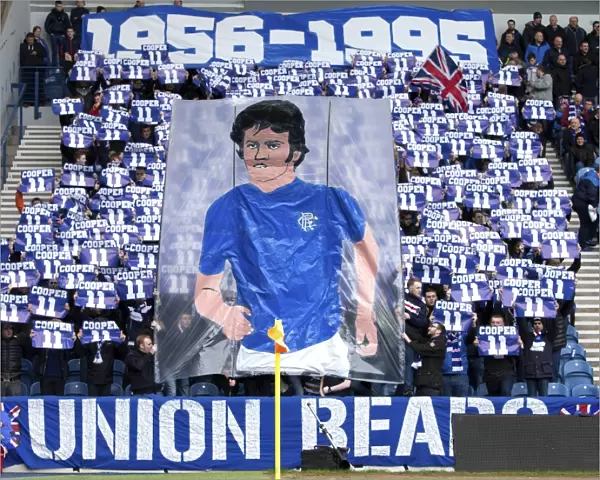 A Sea of Blue and White: Rangers Fans Honor Davie Cooper at Ibrox Stadium (Scottish Cup Victory 2003)
