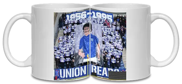 A Sea of Blue and White: Rangers Fans Honor Davie Cooper at Ibrox Stadium (Scottish Cup Victory 2003)