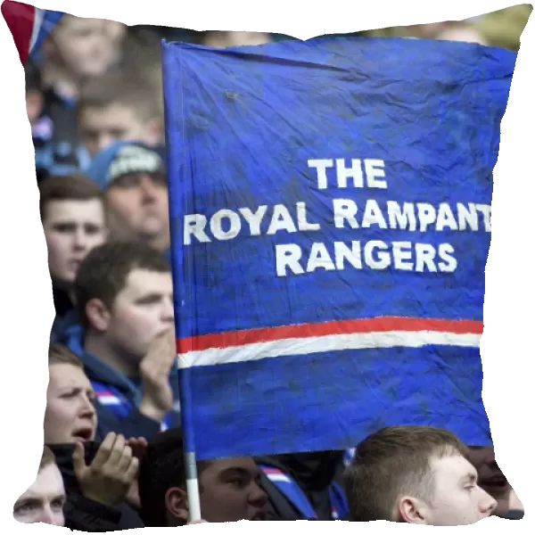 Euphoric Rangers Fans Wave 2003 Scottish Cup Victory Banner at Ibrox Stadium