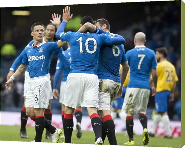 Rangers: McCulloch and Vuckic Celebrate Scottish Championship Goal at Ibrox Stadium