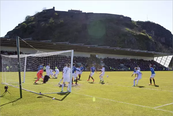 Scottish Championship: Rangers vs Dumbarton - Defending a Corner Kick at Dumbarton Football Stadium
