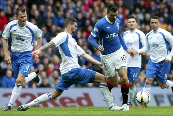 Rangers vs Queen of the South: Vuckic Fouls Dowie in Intense Scottish Premiership Play-Off Clash at Ibrox Stadium