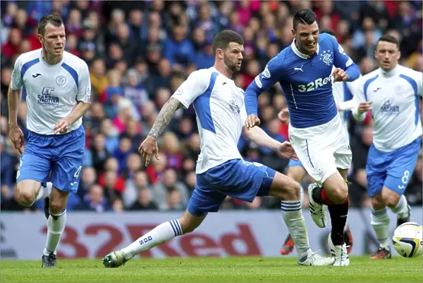 Intense Play-Off Clash: Vuckic Fouls Dowie at Ibrox Stadium - Rangers vs Queen of the South