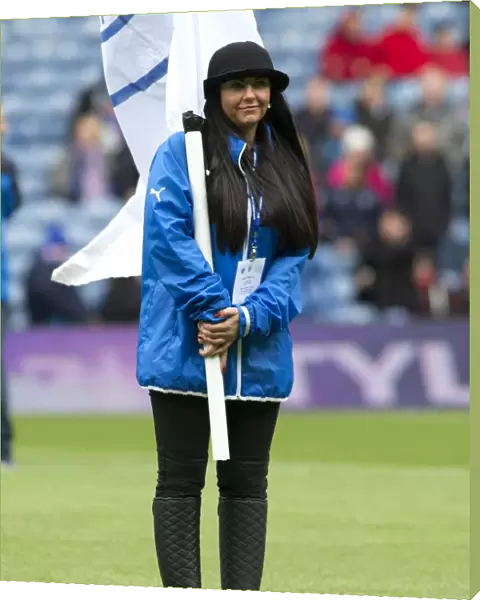 Rangers flag bearers during the second leg of the play offs at Ibrox Stadium