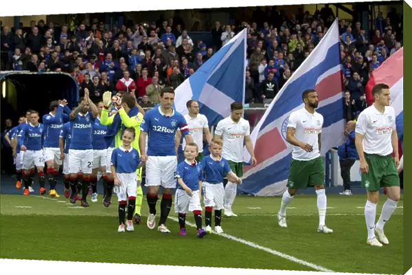 Rangers vs Hibernian: Lee Wallace and Mascots at the Scottish Premiership Play-Off Semi-Final, Ibrox Stadium