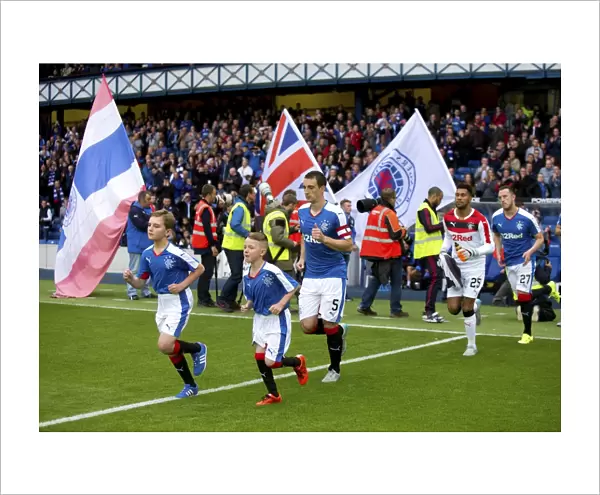 Lee Wallace and Rangers Mascots Lead the Way: Kick-Off against Burnley at Ibrox Stadium