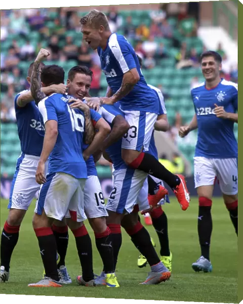 Rangers Andy Halliday: Celebrating the Winning Goal in Petrofac Training Cup Against Hibernian at Easter Road