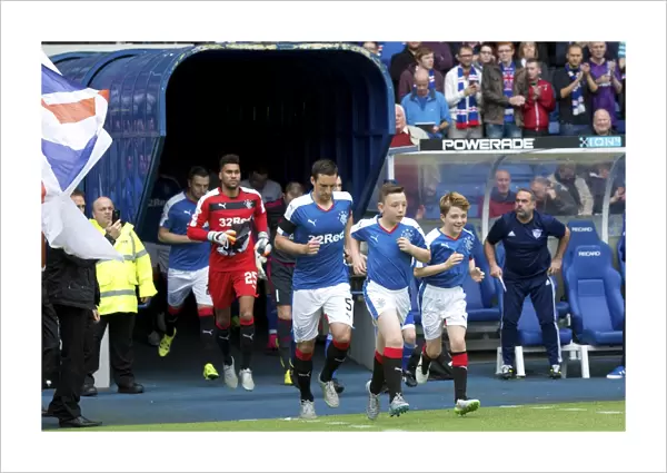 Lee Wallace and Rangers Mascots Kick-Off League Cup Match at Ibrox Stadium (Scottish Cup Champions 2003)