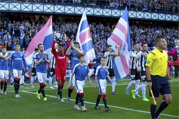 Rangers Captain Lee Wallace Leads Team and Mascots Out at Ibrox Stadium for Championship Match (Scottish Cup Champions 2003)