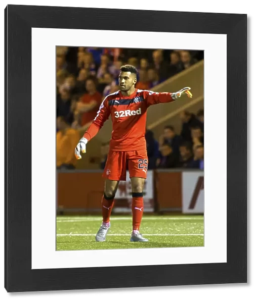 Rangers FC: Wes Foderingham Guarding the Goal in League Cup Battle at Airdrieonians Excelsior Stadium