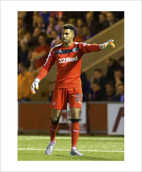 Rangers FC: Wes Foderingham Guarding the Goal in League Cup Battle at Airdrieonians Excelsior Stadium