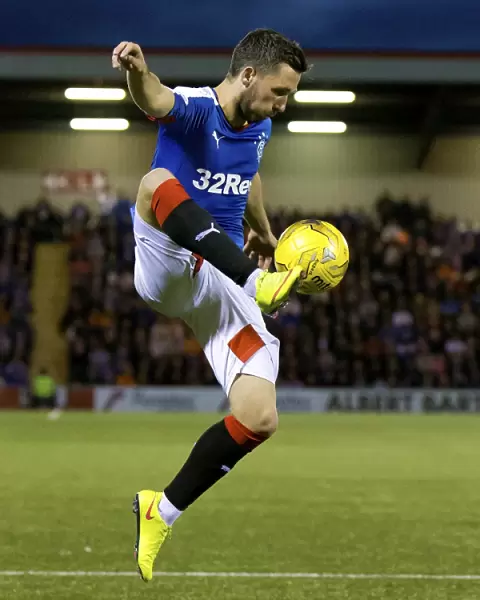 Rangers Nicky Clark in Action: League Cup Clash Against Airdrieonians at Excelsior Stadium