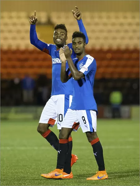 Rangers Nathan Oduwa and Gedion Zelalem: League Cup Victory Celebration at Airdrieonians