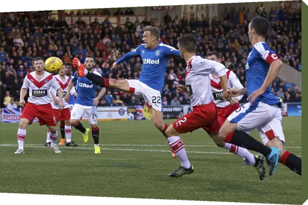 Rangers Dean Shiels in Action: League Cup Showdown against Airdrieonians at Excelsior Stadium