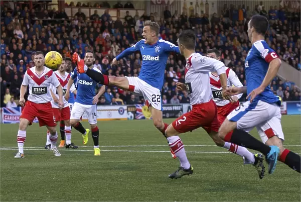 Rangers Dean Shiels in Action: League Cup Showdown against Airdrieonians at Excelsior Stadium