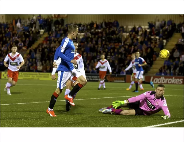 Rangers Dean Shiels Scores the Winning Goal in League Cup Round Two Against Airdrieonians at Excelsior Stadium