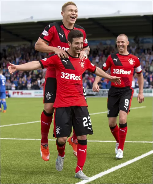 Rangers Jason Holt: Celebrating Glory with a Goal Against Queen of the South in the Ladbrokes Championship