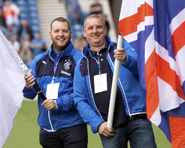 Scottish Cup Victory: Triumphant Flag Bearers Celebrate at Ibrox Stadium (Rangers FC, 2003)