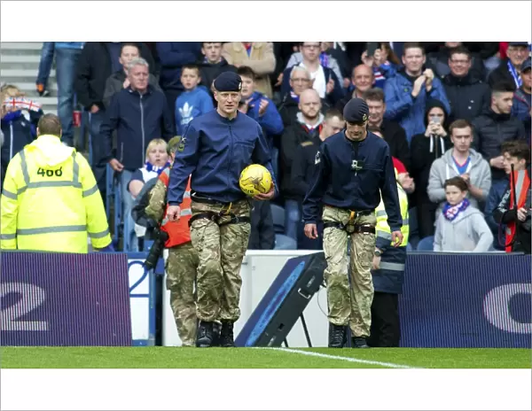 Rangers Football Club: Armed Forces Honor Match Ball Delivery at Ladbrokes Championship: Rangers vs Livingston, Ibrox Stadium