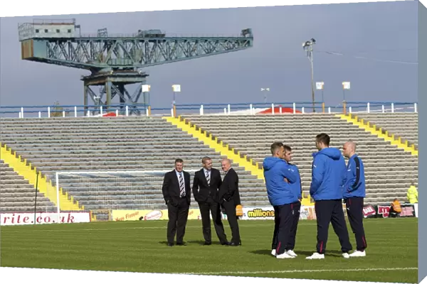 United in Focus: Pre-Match Huddle - Rangers FC at Cappielow Park (Scottish Cup Champions 2003)