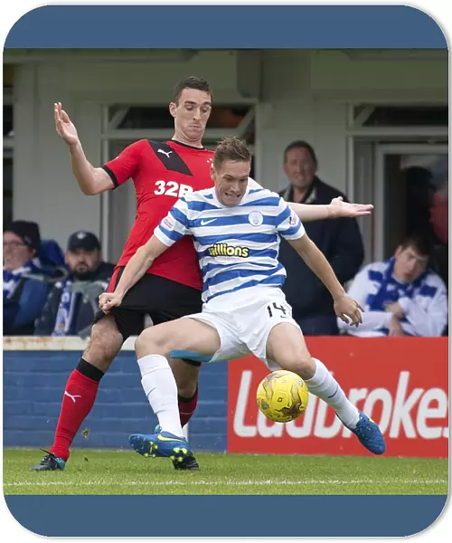 Intense Rivalry: A Moment of Tension Between Lee Wallace and Michael Tidser during Rangers vs. Greenock Morton Championship Clash