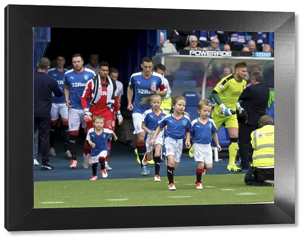 Championship Victory: Lee Wallace and Rangers Mascots Celebrate at Ibrox Stadium (Scottish Cup Champions 2003)
