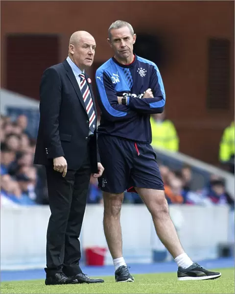 Mark Warburton and David Weir Lead Rangers FC at Ibrox Stadium during Championship Match against Queen of the South