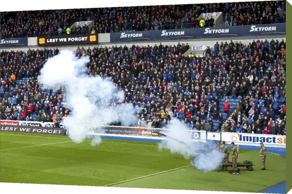 Remembrance Day Tribute at Ibrox Stadium: A Gun Salute Pauses Football for Silence (Scottish Cup Winners 2003)