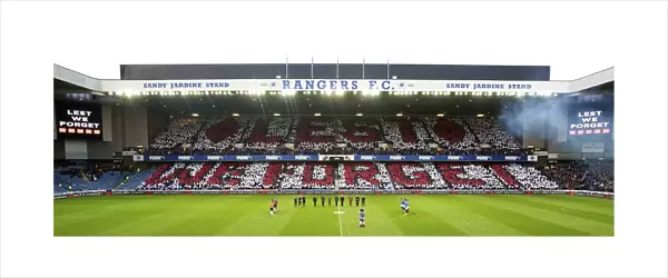 Remembrance Day Tribute: Rangers Fans and Alloa Athletic Observe a Minute's Silence at Ibrox Stadium (Ladbrokes Championship)