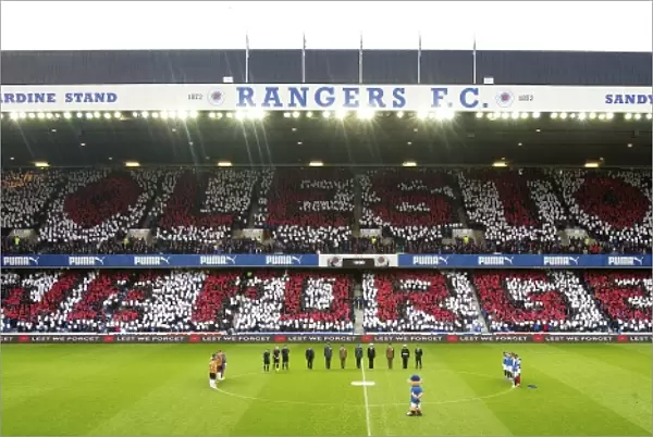 Remembrance Day Tribute: Rangers Fans and Alloa Athletic Observe a Minute's Silence at Ibrox Stadium (Ladbrokes Championship)