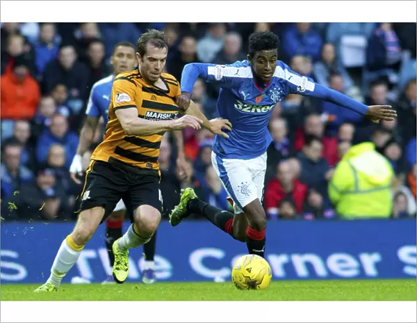 Intense Battle: Gedion Zelalem Fights for Ball in Rangers vs Alloa Athletic, Ladbrokes Championship Match at Ibrox Stadium