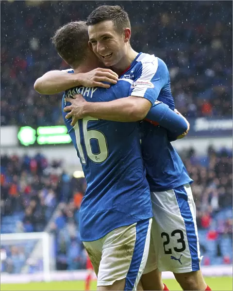 Rangers FC: Jason Holt and Andy Halliday's Thrilling Goal Celebration in Petrofac Training Cup Semi-Final vs St Mirren at Ibrox Stadium