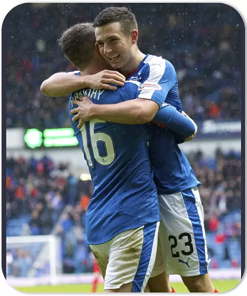 Rangers FC: Jason Holt and Andy Halliday's Thrilling Goal Celebration in Petrofac Training Cup Semi-Final vs St Mirren at Ibrox Stadium