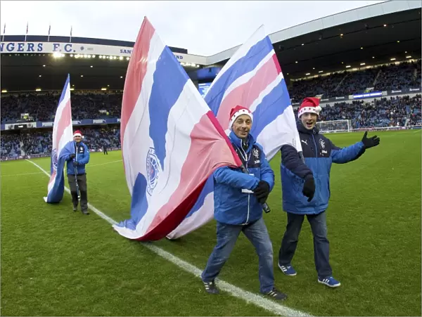 Flag Bearers Celebrate Rangers Scottish Cup Triumph at Ibrox Stadium (2003)