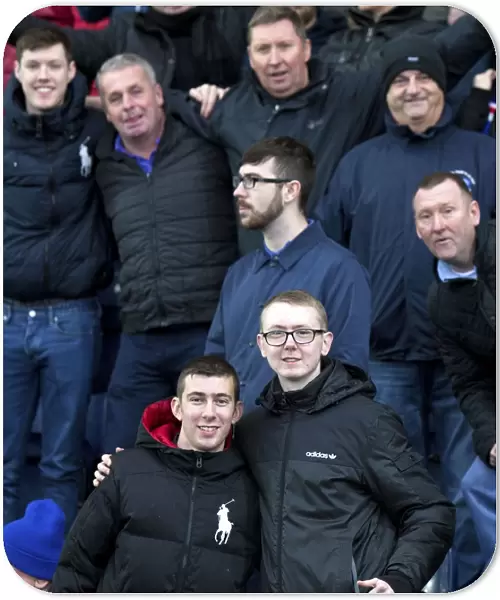 Rangers Fans Unwavering Passion at Falkirk Stadium during Ladbrokes Championship Match