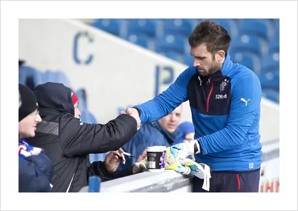 Rangers FC: Cammy Bell Greets Fans at Ibrox Stadium During Rangers vs Falkirk Match