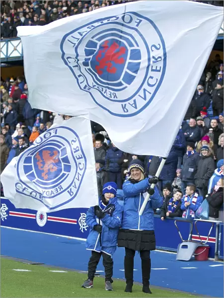 Glasgow's Pride Unfurled: Rangers Flag Bearers Celebrate Scottish Cup Victory at Ibrox Stadium (2003)