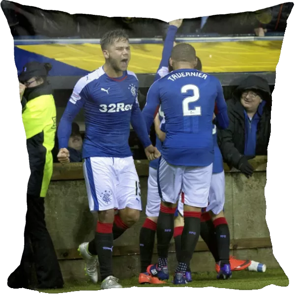Rangers Harry Forrester Jubilantly Celebrates Nicky Clark's Goal in Scottish Cup Fifth Round Replay
