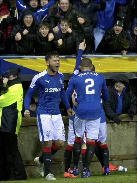 Rangers Harry Forrester Jubilantly Celebrates Nicky Clark's Goal in Scottish Cup Fifth Round Replay