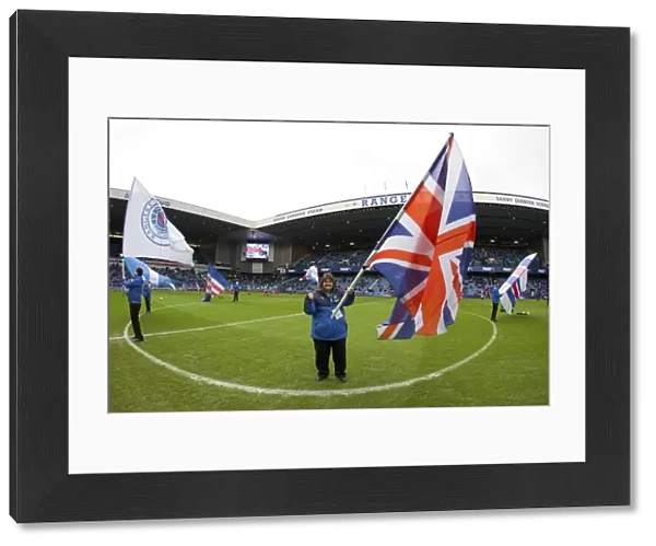 Triumphant Flag Bearers Celebrate Rangers Scottish Cup Victory at Ibrox Stadium (2003)