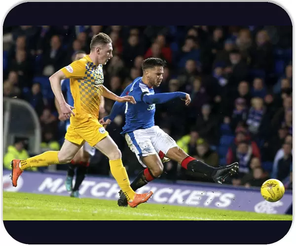 Rangers Harry Forrester Goes for Glory: A Shot at Ibrox Stadium during the Ladbrokes Championship Match vs Greenock Morton