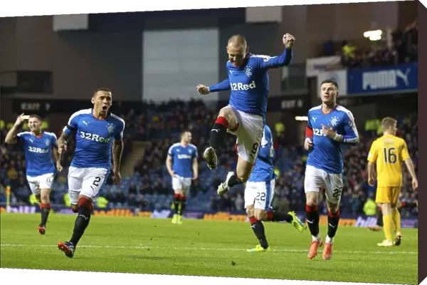 Rangers Kenny Miller Doubles Up: A Celebratory Moment in the Ladbrokes Championship at Ibrox Stadium