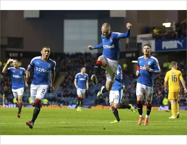 Rangers Kenny Miller Doubles Up: A Celebratory Moment in the Ladbrokes Championship at Ibrox Stadium