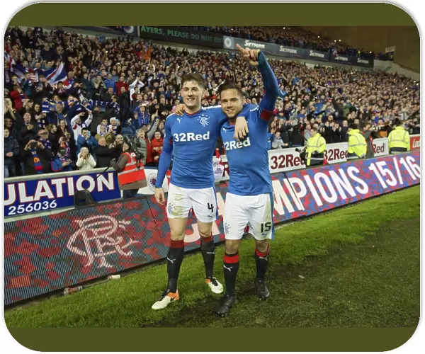 Rangers Football Club: Champions - Rob Kiernan and Harry Forrester's Euphoric Victory Celebration in the Scottish League
