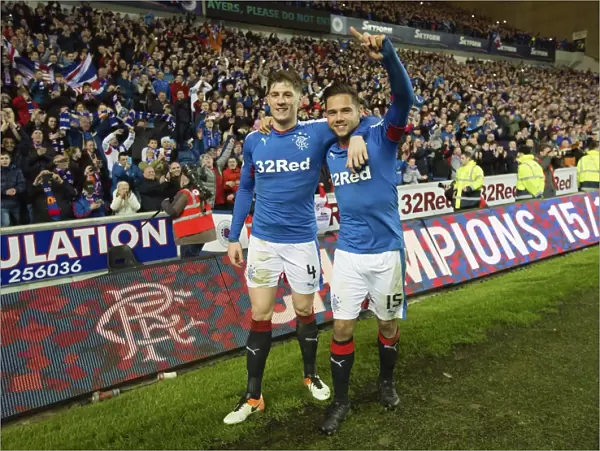 Rangers Football Club: Champions - Rob Kiernan and Harry Forrester's Euphoric Victory Celebration in the Scottish League